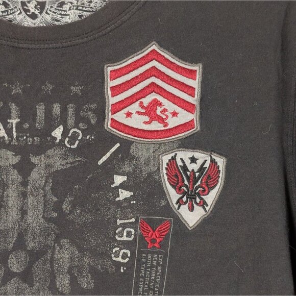 VTG Express T-Shirt Y2K Affliction Style Grunge Men's L Patches Cotton - Picture 2 of 4